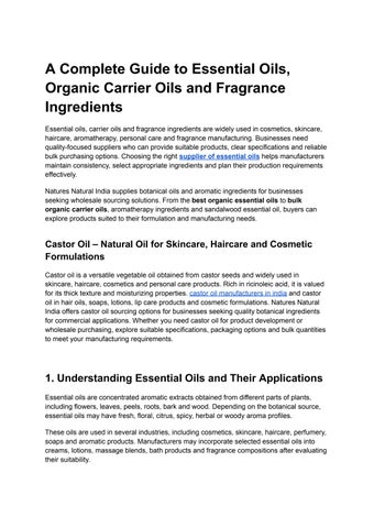 A Complete Guide to Essential Oils, Organic Carrier Oils and Fragrance Ingredients