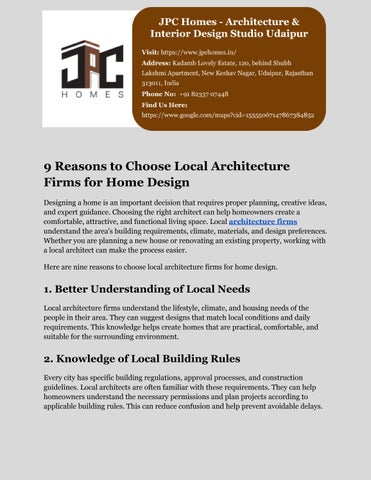 9 Reasons to Choose Local Architecture Firms for Home Design