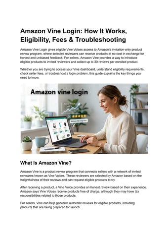 Amazon Vine Login Guide for Reviewers and Sellers