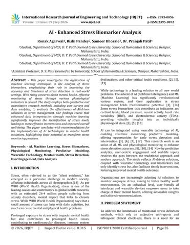 AI - Enhanced Stress Biomarker Analysis