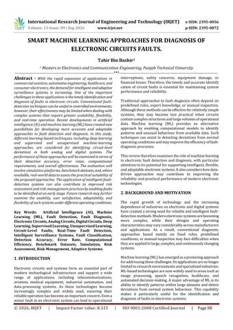 SMART MACHINE LEARNING APPROACHES FOR DIAGNOSIS OF ELECTRONIC CIRCUITS FAULTS.