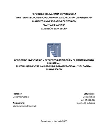 Ensayo, Repuestos Criticos, Mantenimiento Industrial