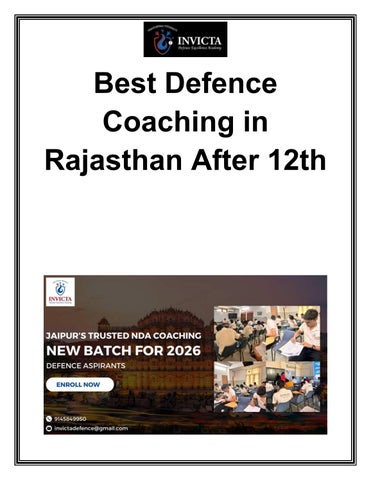 Best Defence Coaching in Rajasthan After 12th