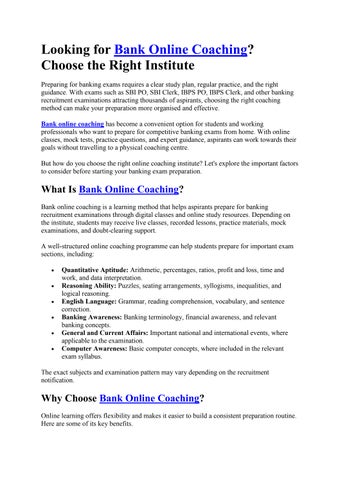 Bank Online Coaching