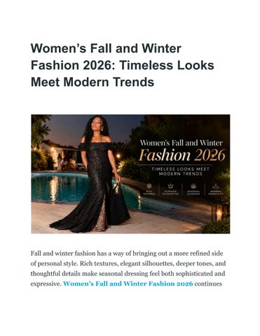 Women’s Fall and Winter Fashion 2026_ Timeless Looks Meet Modern Trends