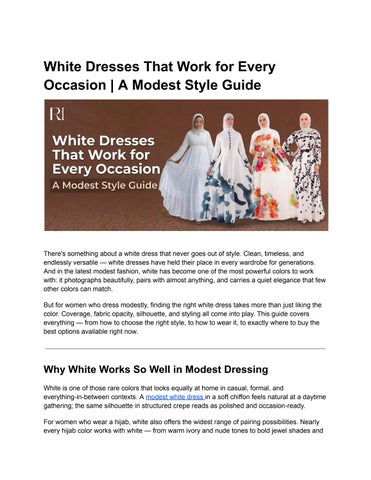White Dresses That Work for Every Occasion _ A Modest Style Guide