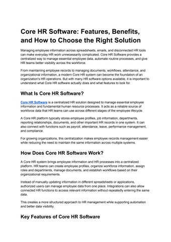 Core HR Software: Features, Benefits, and How to Choose the Right Solution