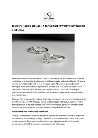 Jewelry Repair Dallas TX for Expert Jewelry Restoration and Care
