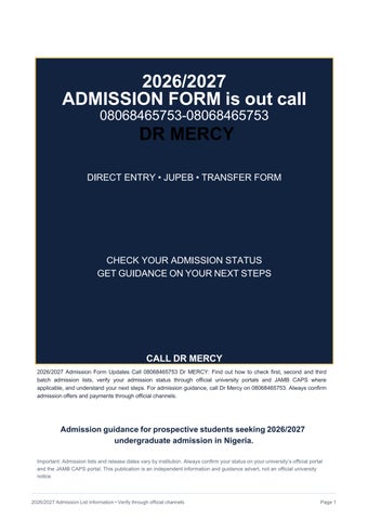 Benson Idahosa University, 2026)2027 Admission Form Is Out: Available Courses, Requirements and How 