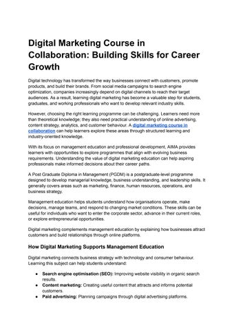 Digital Marketing Course in Collaboration: Building Skills for Career Growth