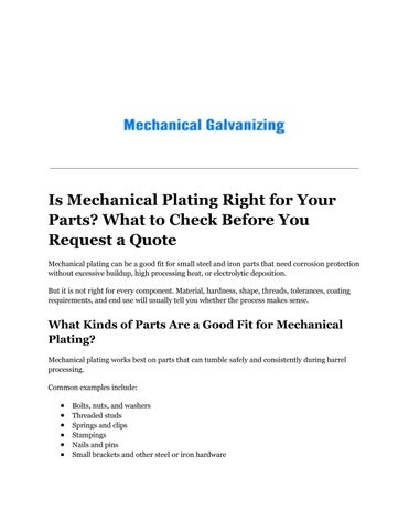 Is Mechanical Plating Right for Your Parts_ What to Check Before You Request a Quote