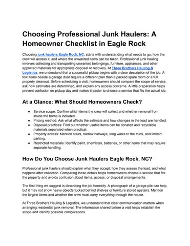 Choosing Professional Junk Haulers: A Homeowner Checklist in Eagle Rock