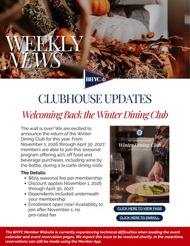 BHYC Weekly Newsletter