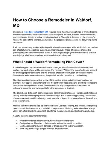 How to Choose a Remodeler in Waldorf, MD