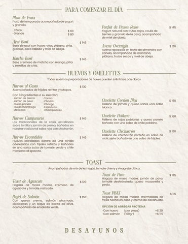 Restaurante El Campanario | Menú
