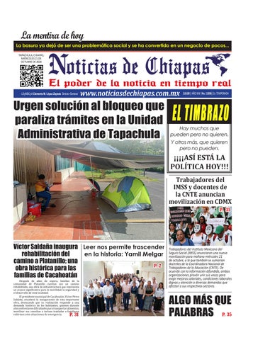 Periódico Noticias de Chiapas, Edición Virtual Miércoles 21 de Octubre de 2026