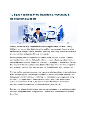 10 Signs You Need More Than Basic Accounting & Bookkeeping Support 