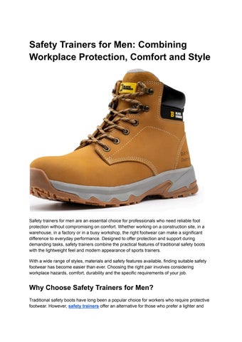 Safety Trainers for Men_ Combining Workplace Protection, Comfort and Style