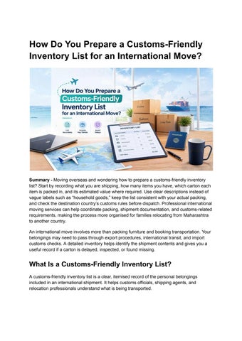 How Do You Prepare a Customs-Friendly Inventory List for an International Move