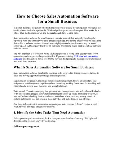 How to Choose Sales Automation Software for a Small Business
