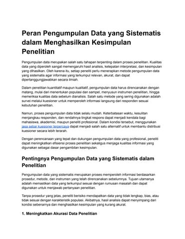 Peran Pengumpulan Data yang Sistematis dalam Menghasilkan Kesimpulan Penelitian