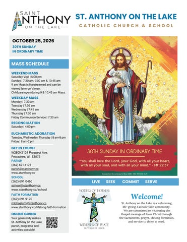 St. Anthony on the Lake Bulletin October 25, 2027