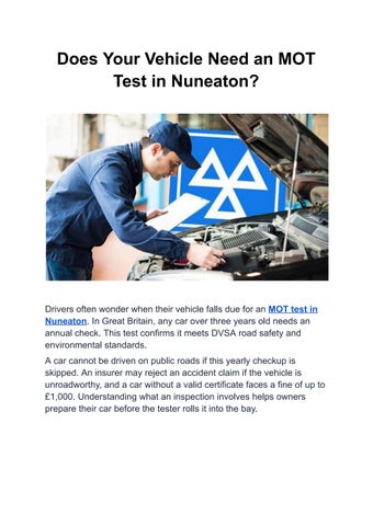 Does Your Vehicle Need an MOT Test in Nuneaton