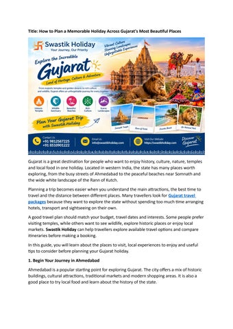 How to Plan a Memorable Holiday Across Gujarat's Most Beautiful Places