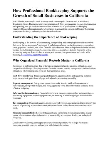How Professional Bookkeeping Helps California Small Businesses Build a Stronger Financial Future