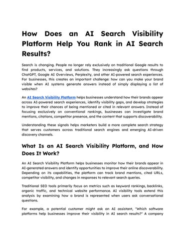 How Does an AI Search Visibility Platform Help You Rank in AI Search Results_