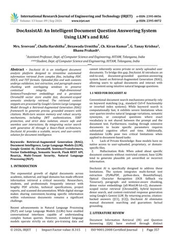 DocAssistAI: An Intelligent Document Question Answering System Using LLM’s and RAG