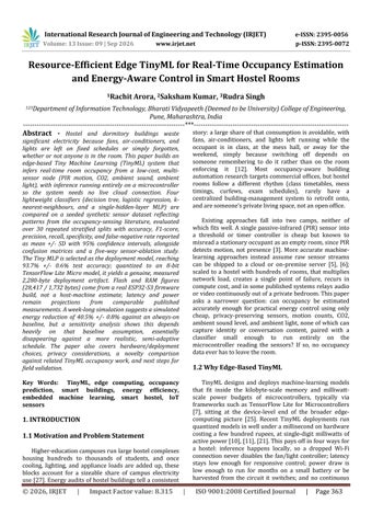 Resource-Efficient Edge TinyML for Real-Time Occupancy Estimation and Energy-Aware Control in Smart 