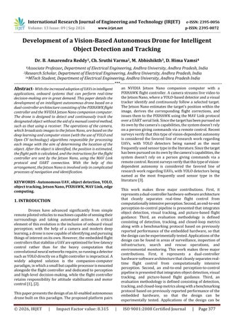 Development of a Vision-Based Autonomous Drone for Intelligent Object Detection and Tracking