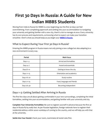 MBBS in Russia - First 30 Days in Russia | A Guide for New Indian MBBS Students