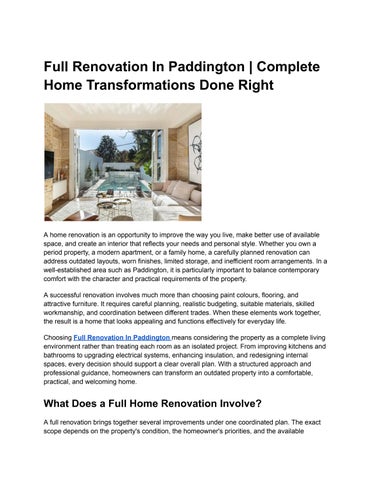 Full Renovation In Paddington