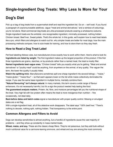 Single-Ingredient Dog Treats: Why Less Is More for Your Dog's Diet