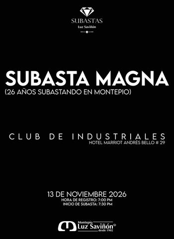 SUBASTA MAGNA, 13 de Noviembre 2026.
