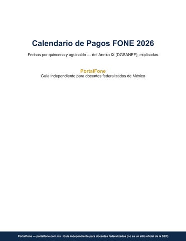 Calendario de Pagos FONE 2026 — Guía para docentes federalizados