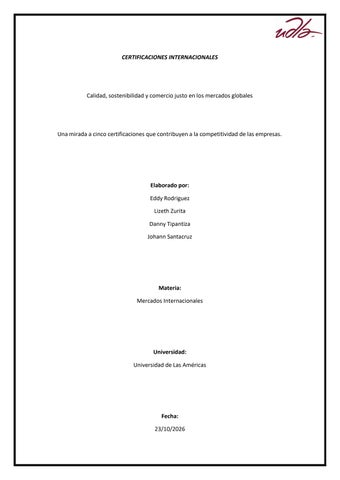 1.2 CERTIFICACIONES INTERNACIONALES