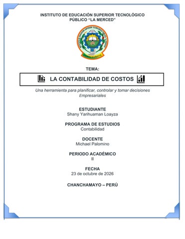 CONTABILIDAD DE COSTOS - SHANY YARIHUAMAN L.