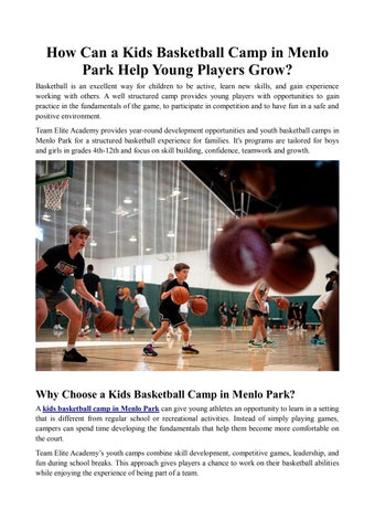 How Can a Kids Basketball Camp in Menlo Park Help Young Players Grow_