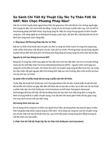 So Sánh Cấy Tóc FUE Và HAT: Kỹ Thuật Nào Tốt Cho Bạn?