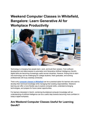 Weekend Computer Classes in Whitefield, Bangalore_ Learn Generative AI for Workplace Productivity
