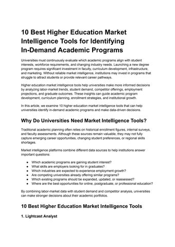 10 Best Higher Education Market Intelligence Tools for Identifying In-Demand Academic Programs