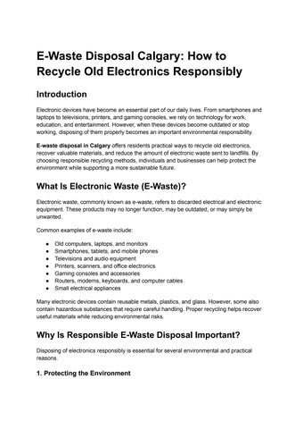 E-Waste Disposal Calgary_ How to Recycle Old Electronics Responsibly