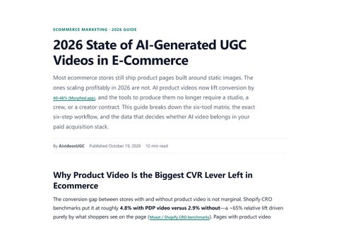 2026 State of AI-Generated UGC Videos in E-Commerce