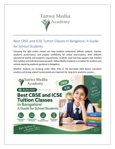 Best CBSE and ICSE Tuition Classes in Bangalore