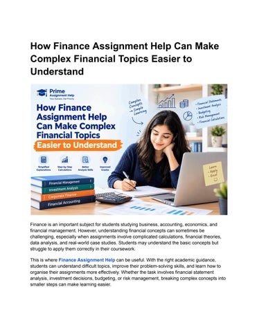 How Finance Assignment Help Can Make Complex Financial Topics Easier to Understand