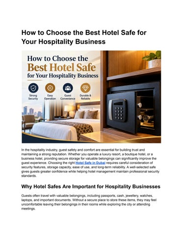 How to Choose the Best Hotel Safe for Your Hospitality Business