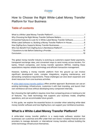 How to Choose the Right White-Label Money Transfer Platform for Your Business